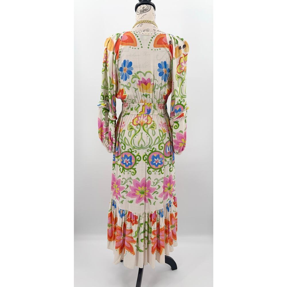 B58 FARM Rio Pineapple Floral Maxi Dress Small Boho Resort Vacation Tropical - Picture 7 of 10